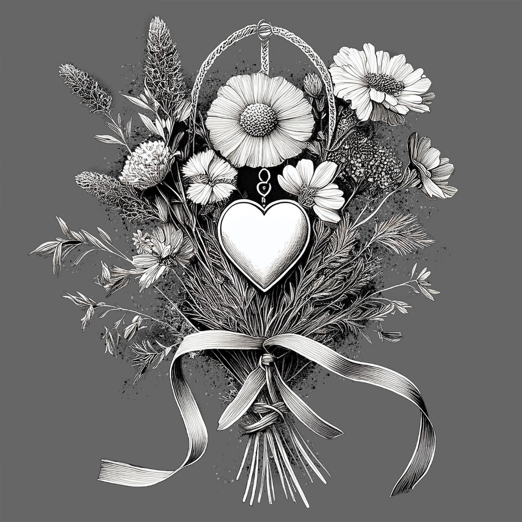 Dried Wildflowers with Heart Pendant - BC3001